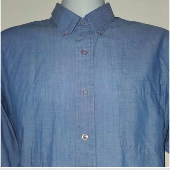 Men Shirt Light Blue Button Down Size 17 34/35 - Picture 4 of 11